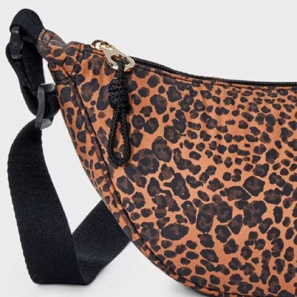 Leopard Print Crescent Shoulder Bag - Picture 5 of 5